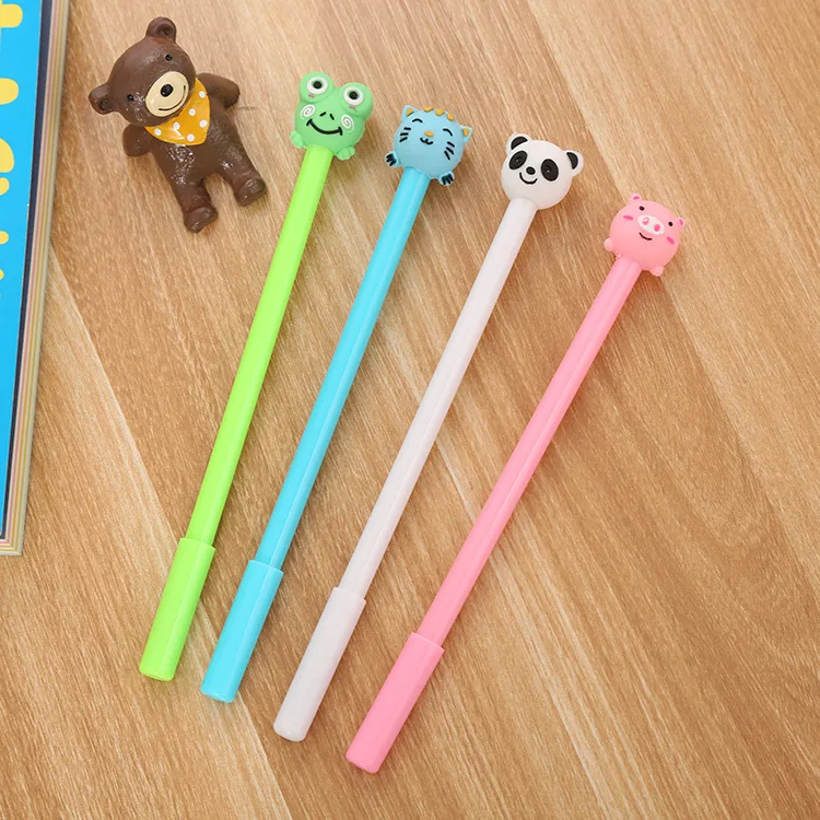 24 pcs Creative cute pet animal gel pen cute stationery cartoon pen student exam black pen kawaii stationery