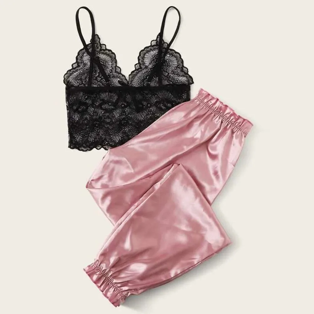 Женское нижнее белье розовый пижамный комплект Женская кружевная кофта с