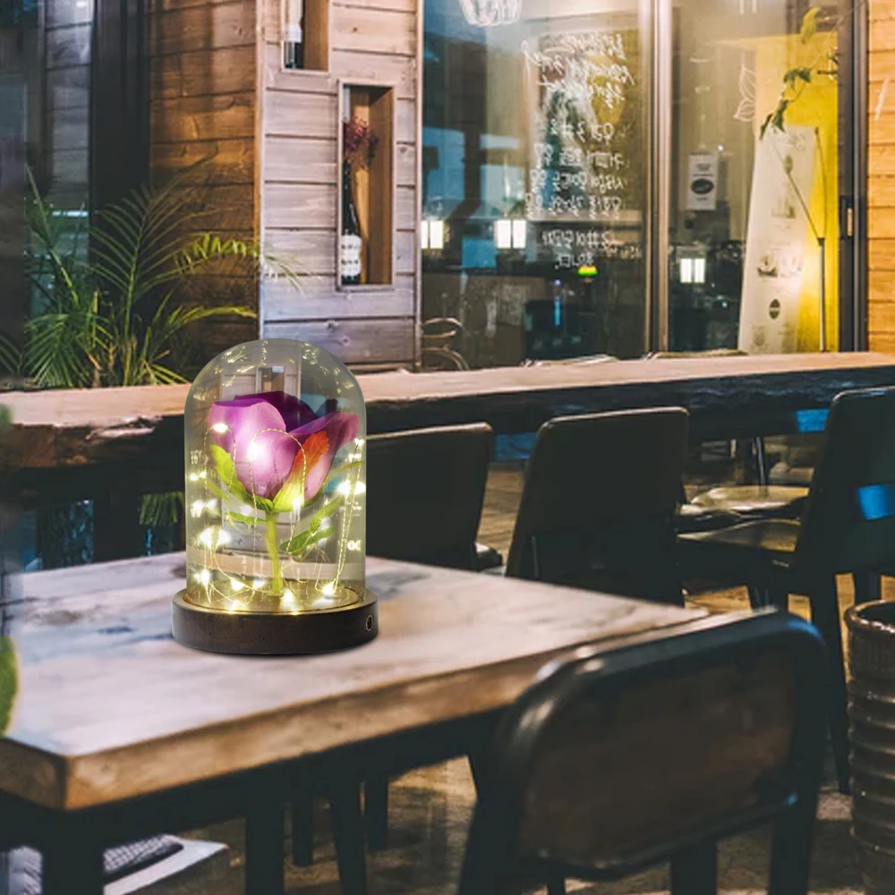 USB Батарея мощность Роза красота светодиодный светильник в колбе шелк