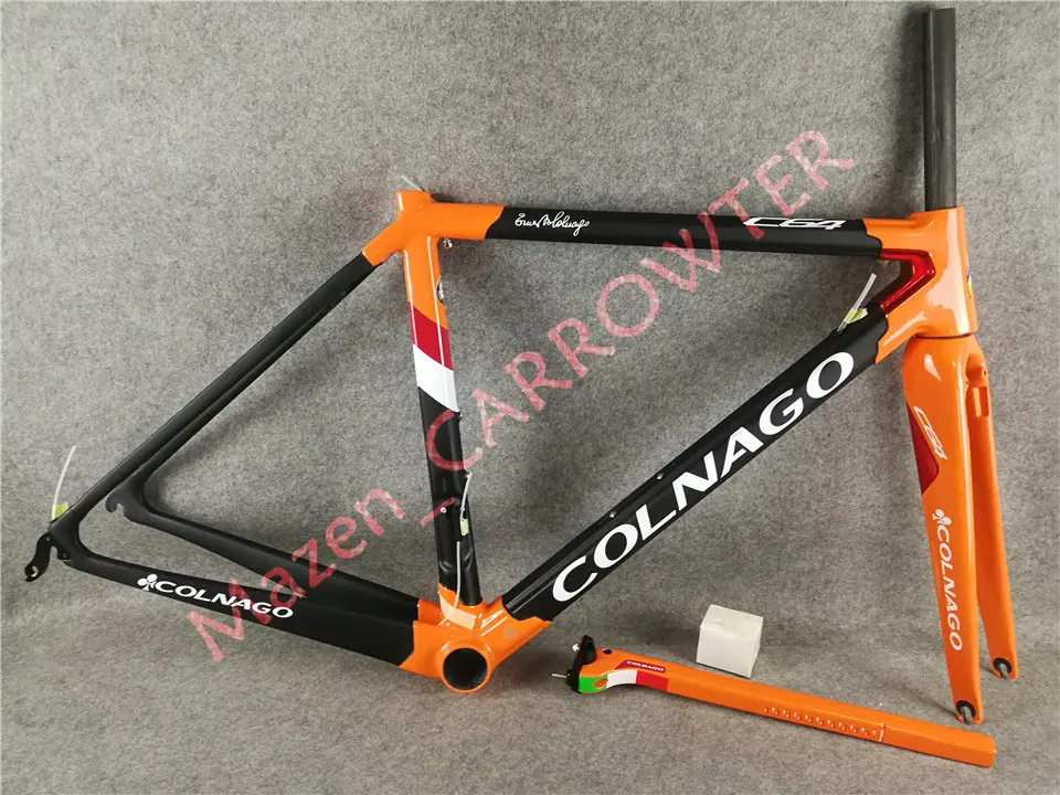 Оранжевый черный T1100 UD матовый-глянцевая Colnago C64 дороги углерода рамы велосипеда комплект с 48/50/52/54/56 см 12 видов цветов для выбора