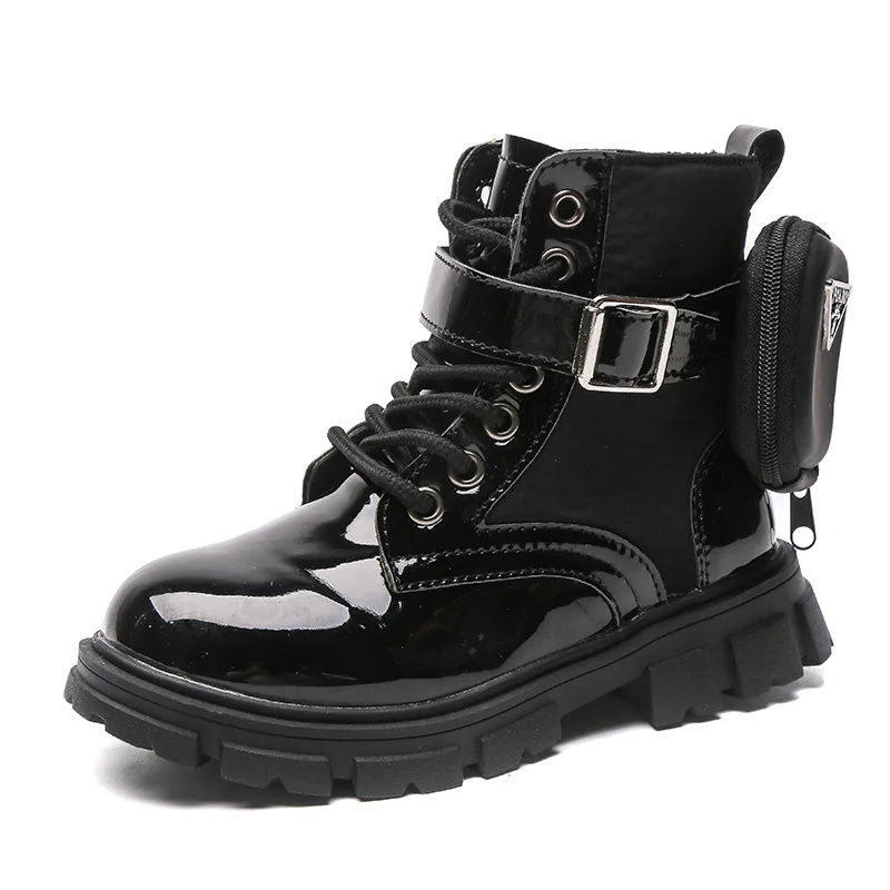 

Girl Martin Boots Spring And Autumn 2022 The New Single Boot Fashion Girl British Style Short Boots Child Plush Leather Boots