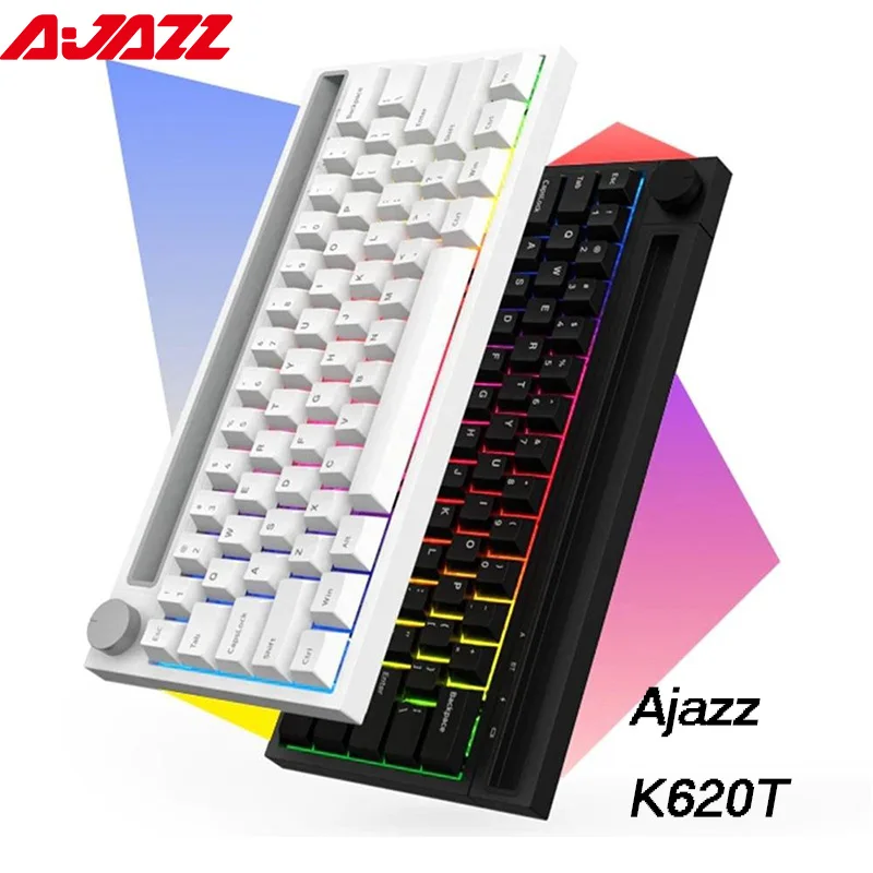 

Ajazz K620T Bluetooth Wireless/Wired Dual Mode Mechanical Keyboard with 4400mA Battery RGB Backlit