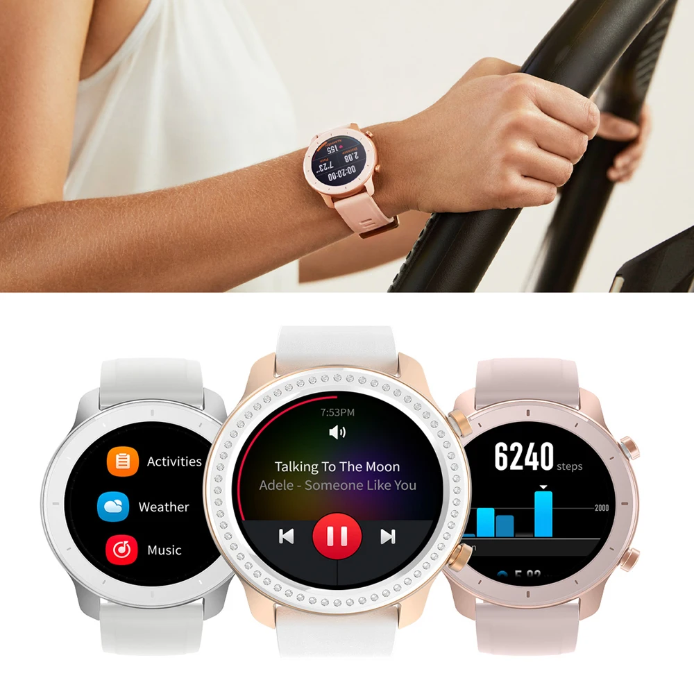 Глобальная версия, Новые смарт-часы Amazfit GTR 42 мм, 5ATM, умные часы, 12 дней, батарея, управление музыкой для Android IOS