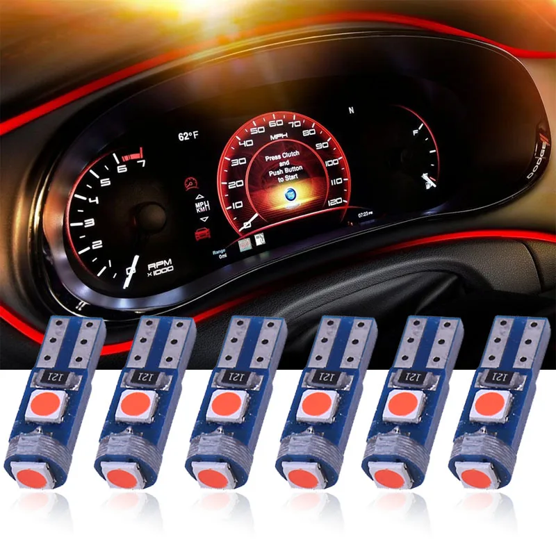 RXZ 6 шт. CANBUS T5LED W1.2W 3030 3 светодиодных салона автомобиля автомобильный светильник