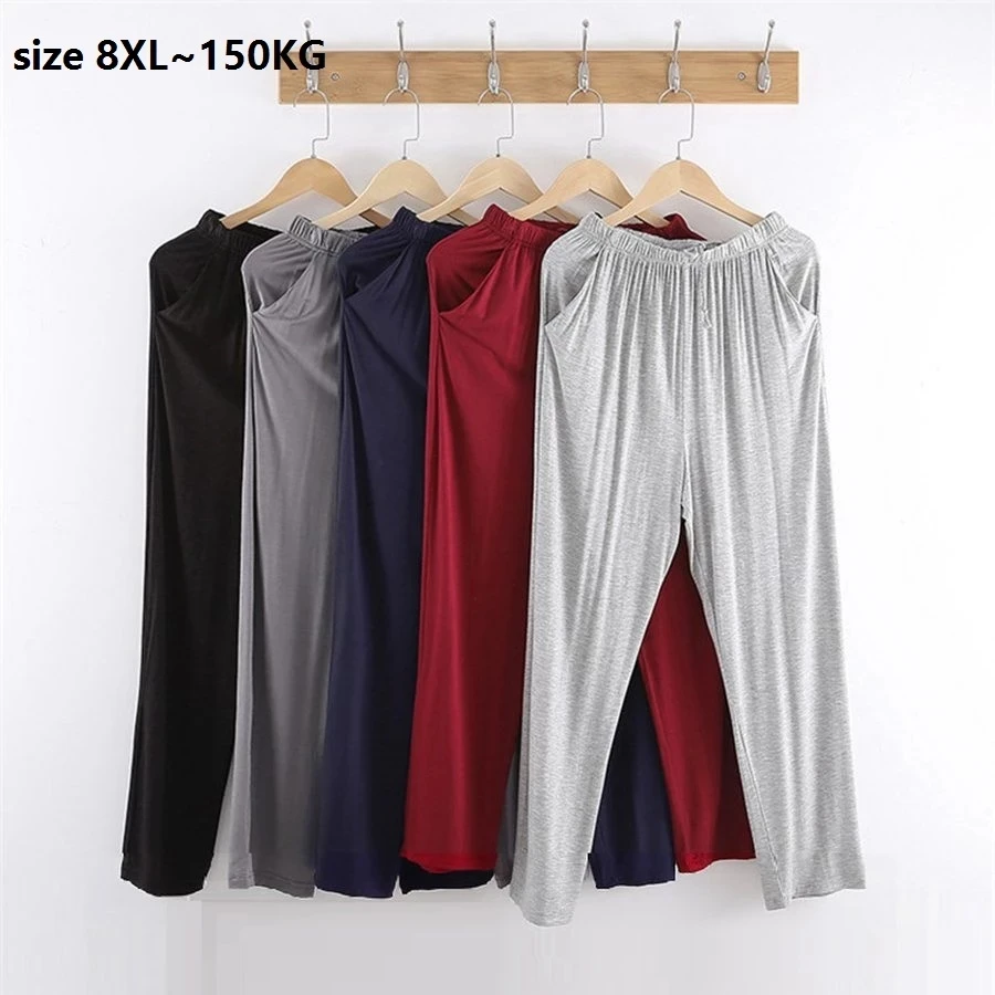 

Size 8XL 150KG men's modal trousers thin autumn and summer home wear pants Big Size home pants sleep trousers pajama pants thin