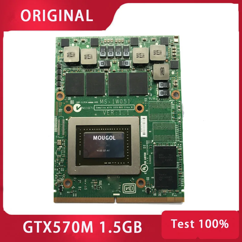 Оригинальная графическая карта GTX 570M GTX570M для GT60 GT70 GT683 GT680 GX680 GT780 GX780 MS 1W051 GDDR5 MXM