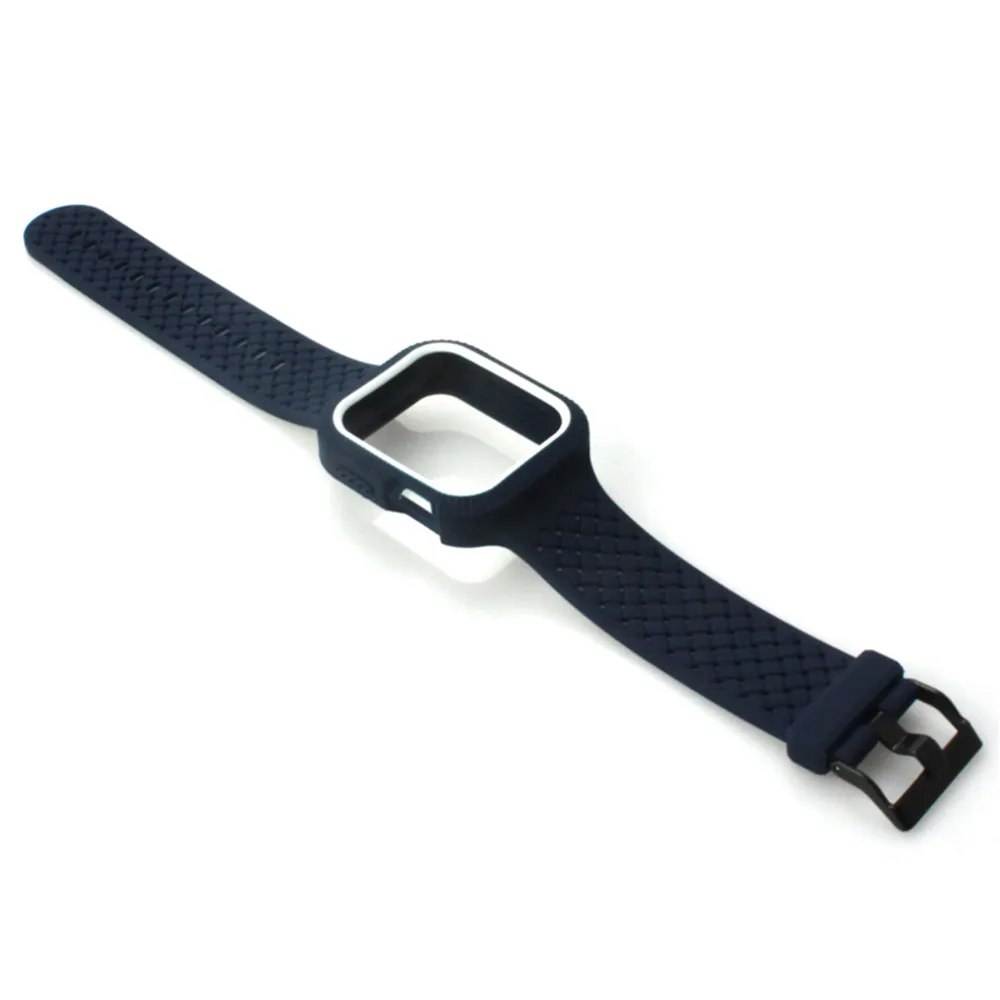 Плетеный силиконовый ремешок с Бампером для Apple Watch Band Series 6 SE 5 4 браслет Iwatch 40 мм 44