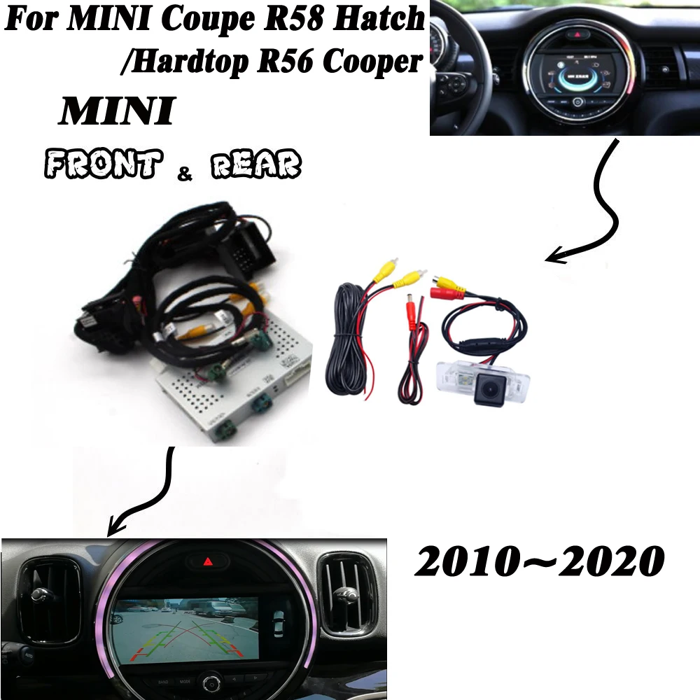 Для MINI Coupe R58 Hatch/Hardtop R56 Cooper Интерфейс адаптер парковочный Decod Передняя и Bakcup камера заднего вида дисплей Обратный улучшение