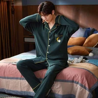 men%e2%80%98s pajamas sets long sleeved trousers turn down collar spring autumn 2 pieces sets sleepwear nightwear home suit