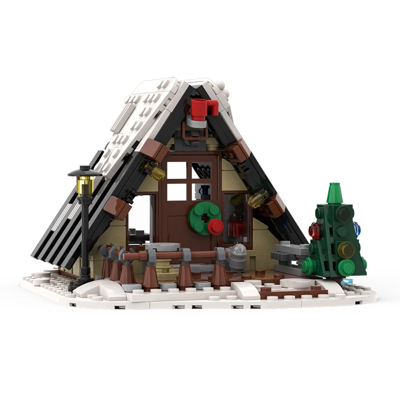 Зимний Снежный дом MOC строительный блок Санта-Клауса снегоход Рождественская