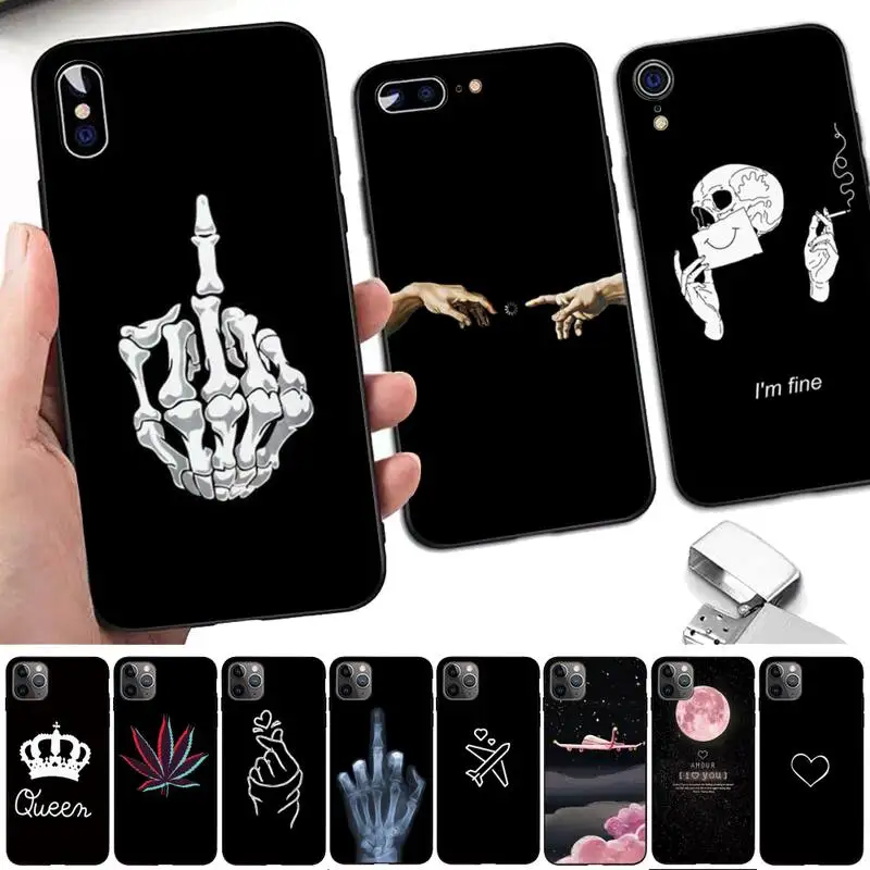 

black white simple design Phone Case for iphone 13 11 12 pro XS MAX 8 7 6 6S Plus X 5S SE 2020 XR case