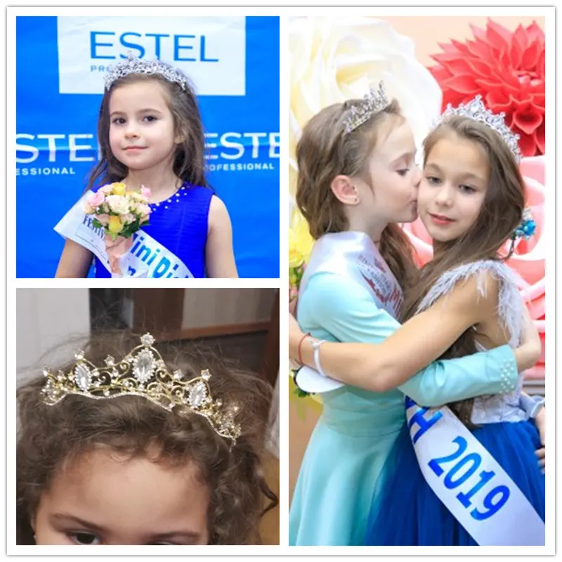 Женская диадема с кристаллами FORSEVEN золотистая или Серебристая инкрустацией