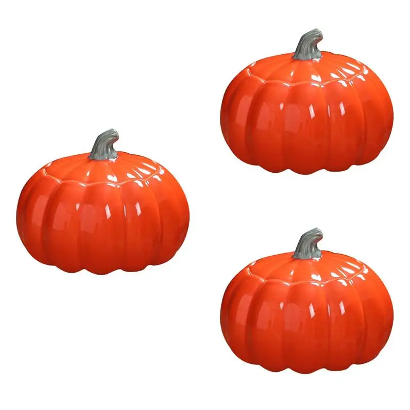 

3 pcs Kitchen Gift Packaging High Simulation Pumpkin Shaped Ceramic Storage Jar
