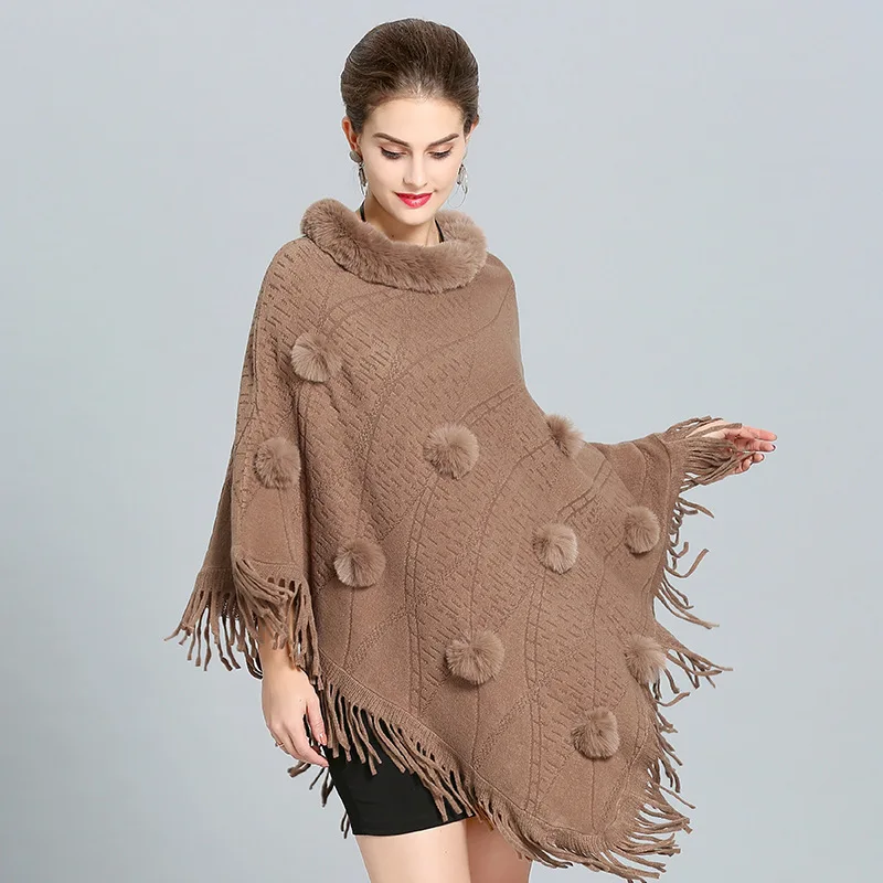 

Fashion Leopard Soft Faux Rabbit Fur Poncho Coat Thicken Warm Fluffy Lining Pullover Cape Women Winter New Wraps Shawl Hot Sales