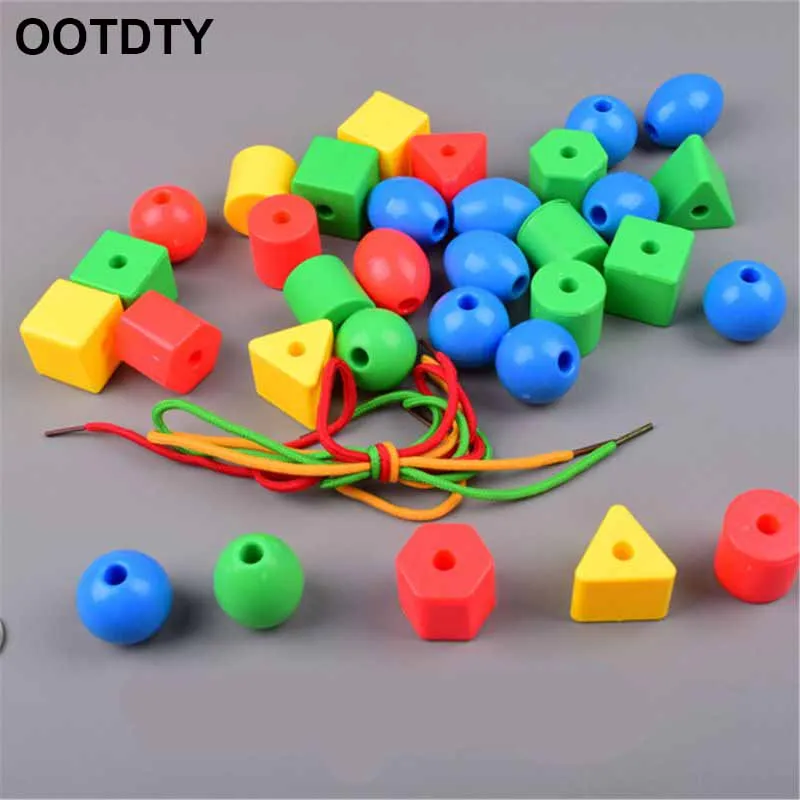 

Preschool Large Lacing Beads for Kids - 50 Stringing Beads with 4 Strings Toddler Montessori Toys for Toddlers Occupational