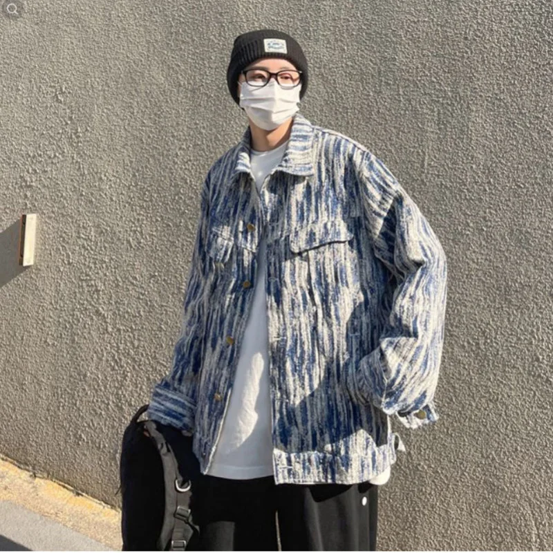 Парная джинсовая куртка ретро уличный стиль оверсайз с карманами Harajuku