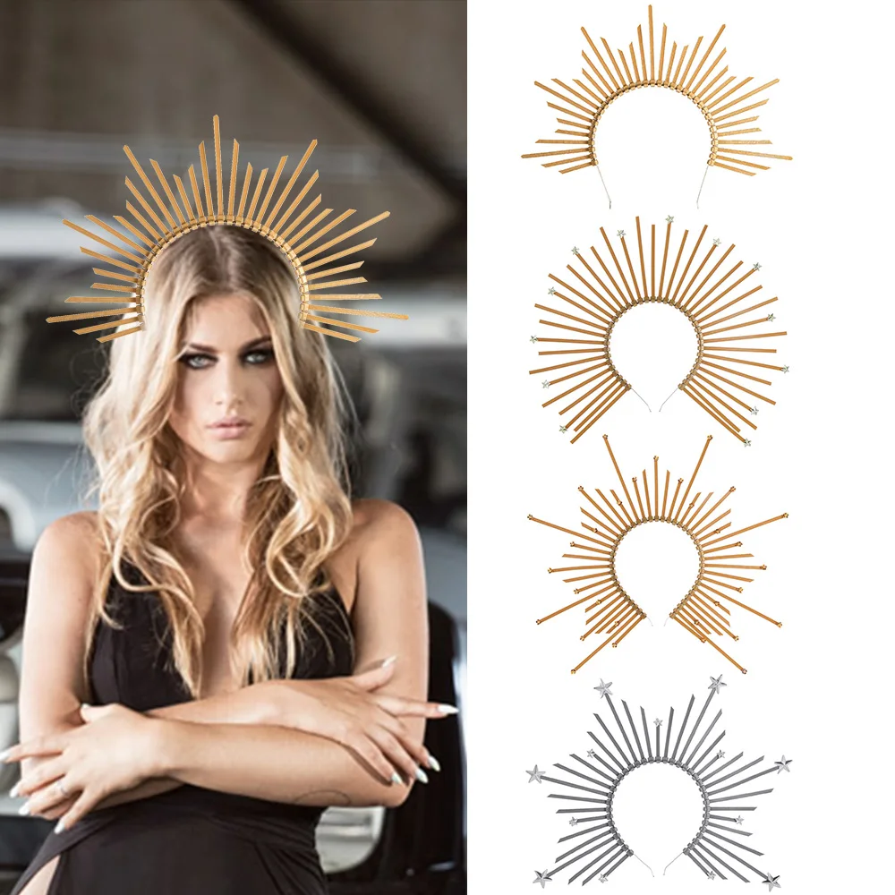 Crown Hair Band Cosplay Goddess Headdress Halo Crown Party Halloween Costume Star Headband Mary Halo Goddess Headwear