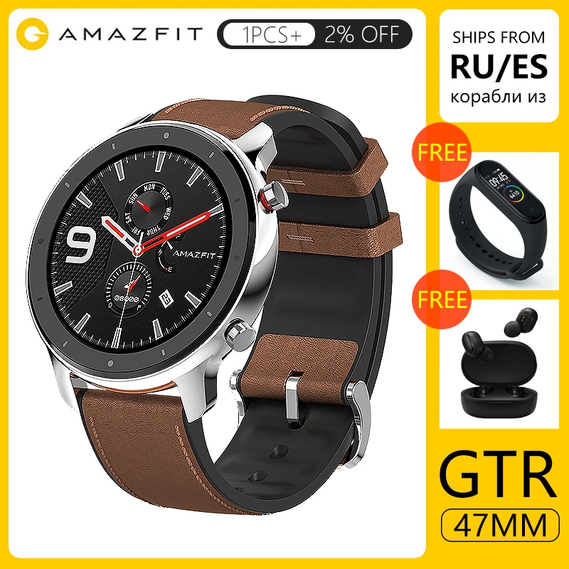 Глобальная версия Amazfit GTR 47 мм Смарт-часы Huami 5ATM водонепроницаемые Смарт-часы 24 дня батарея gps управление музыкой для Android IOS