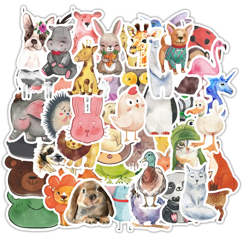 

10/30/50pcs Cute Cartoon Animal Graffiti Stickers Motorcycle Luggage Laptop Guitar Skateboard Waterproof Sticker for Kids Toys