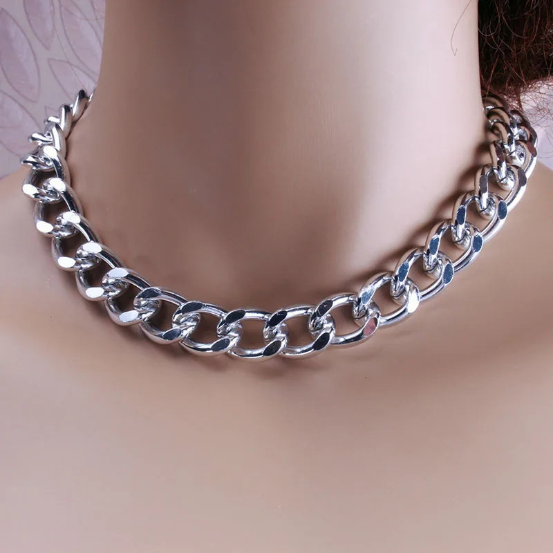 

Fashion Hip Hop Necklaces & Bracelets Set for Women Punk Gold Silver Color Geometric Thick Chain Choker Necklaces Gothic Jewelry