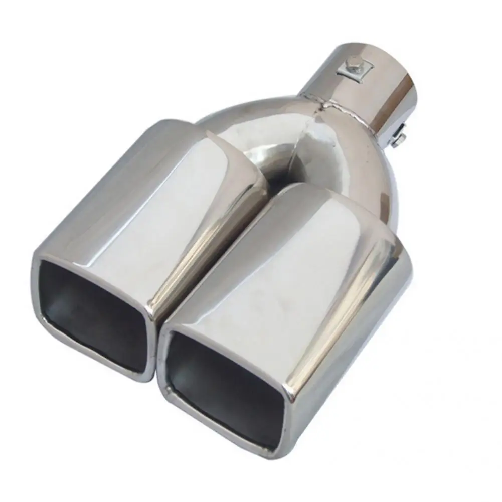 

Exhaust Muffler Square Mouth Silver Color Dual Outlet Square Mouth Exhaust Muffler Pipe Silencer Exhaust Silencer