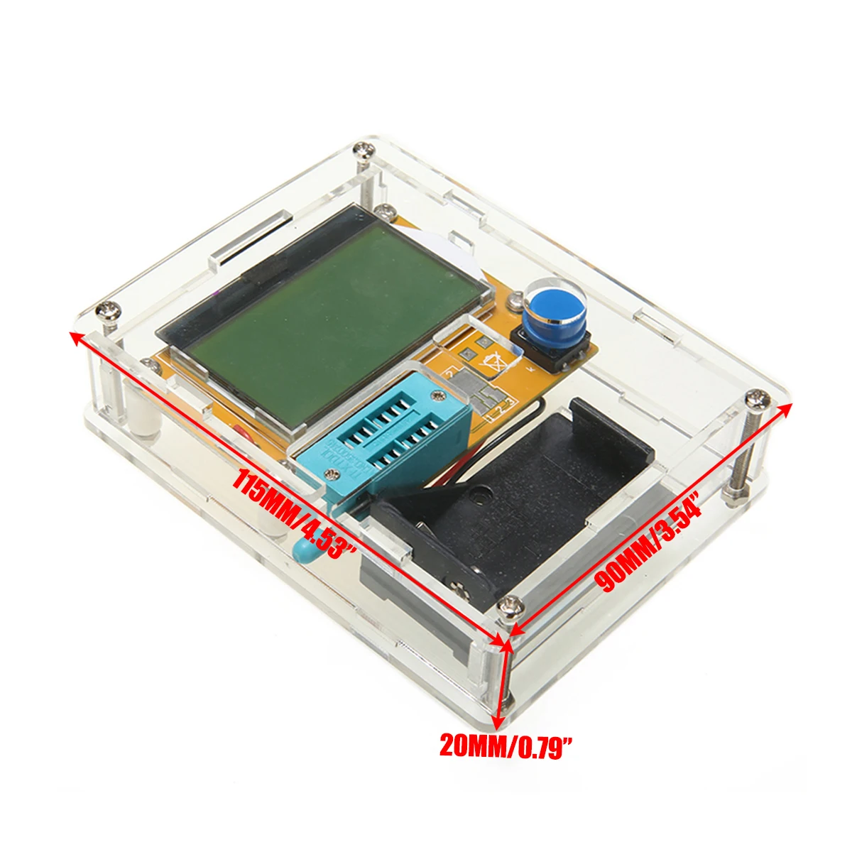 1 шт. ESR метр LCR-T4 Mega328 Транзистор тестер цифровой Подсветка ЖК-дисплей Диод Триод Емкость с оболочкой 105*87*28,6 мм