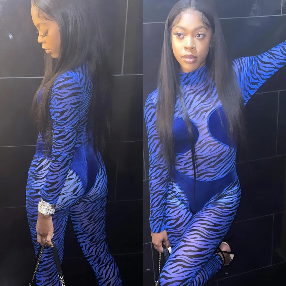

Women Autumn Long Sleeve Mesh See Through Bodycon Jumpsuit Overall 2021 Fall Female Wholesale Clothes Streetwear Sexy Jumpsuit