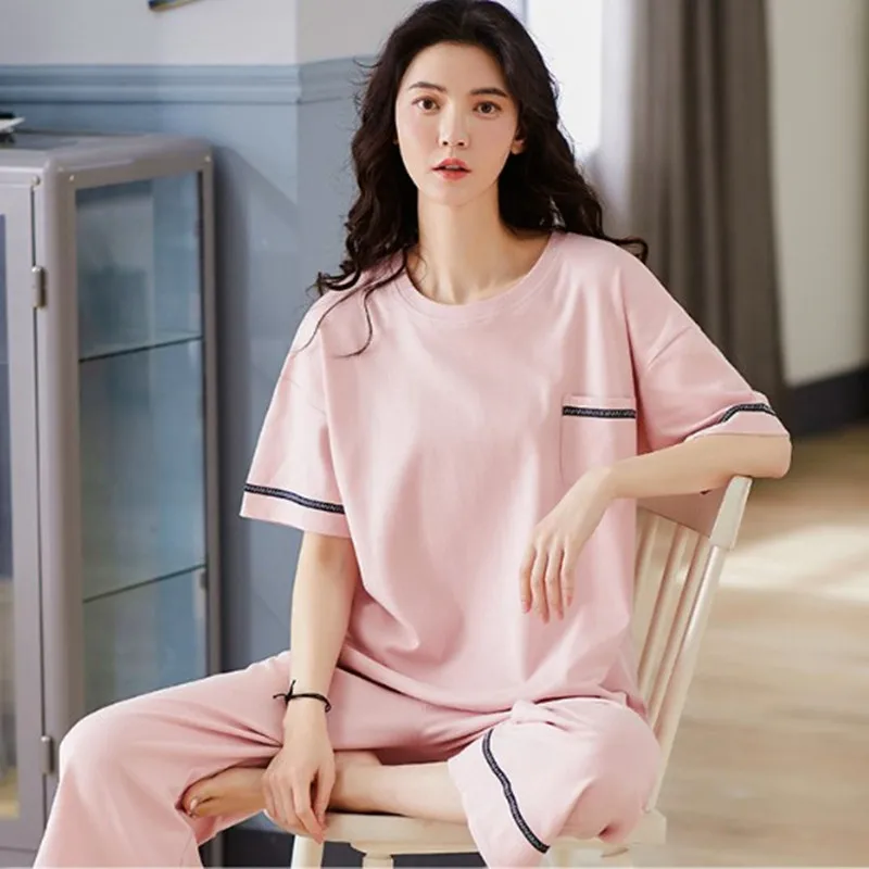 Корейская Модальная Пижама Женская свободная хлопковая Домашняя одежда