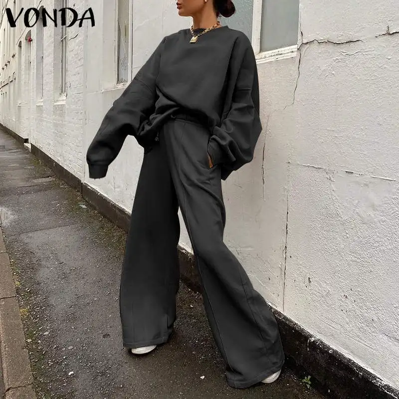 Элегантные женские брючные комплекты повседневный костюм топ с круглым вырезом