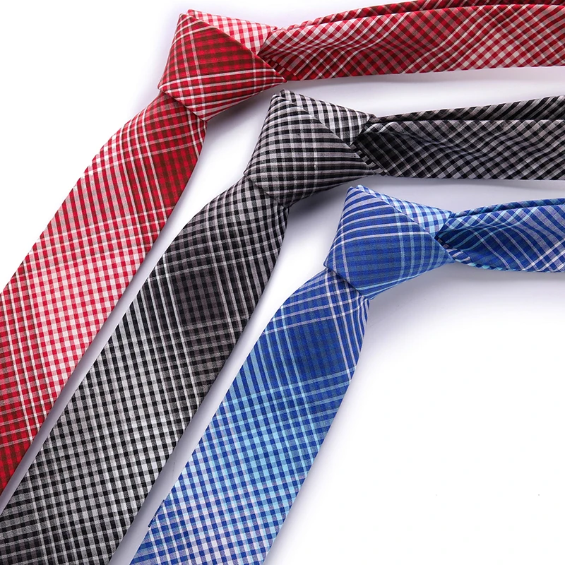 

Cotton Ties Men's Black Blue Plaid Color Tie Narrow 6cm Width Necktie Slim Skinny tie Cravate Narrow Thick Business Neckties