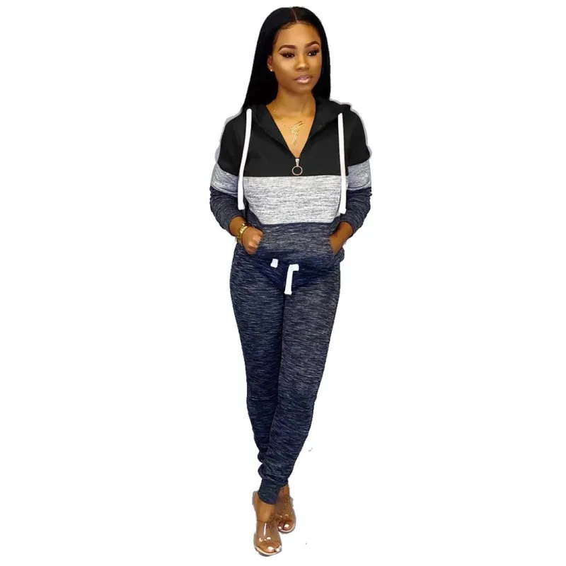 

Женский Повседневный комплект из двух предметов, укороченный топ с капюшоном и длинные брюки, свободный спортивный костюм, осенне-зимняя од...