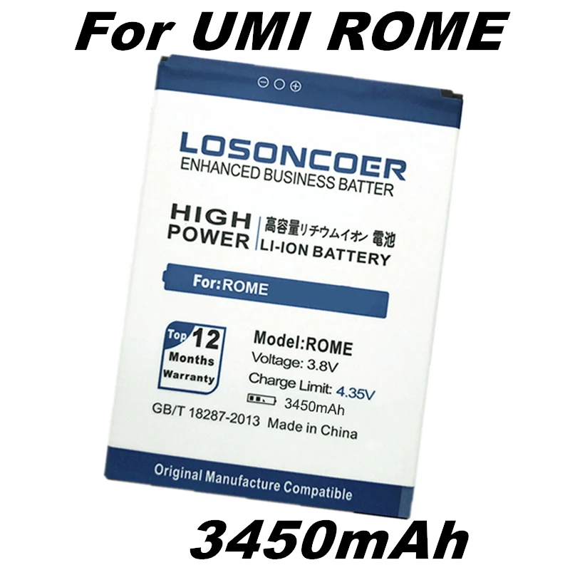 LOSONCOER 3450 мАч для UMI Rome аккумулятор X Высокое качество Мобильный телефон