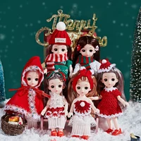 16cm fashion cute christmas outfit girl princess doll 18 bjd movable joints body figure with clothes whole dolls toy gift c1642