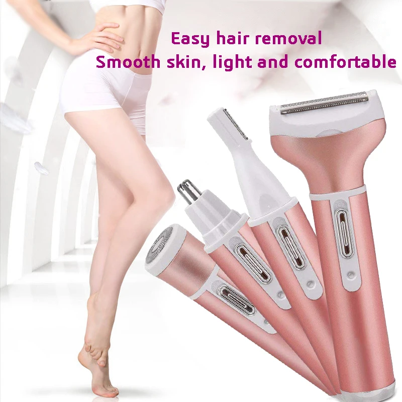 4 In 1 Women Face Facial Body Hair Removal Lady Shaver Epilator Female Shaving Electric Trimmer Razor For Eyebrow Nose