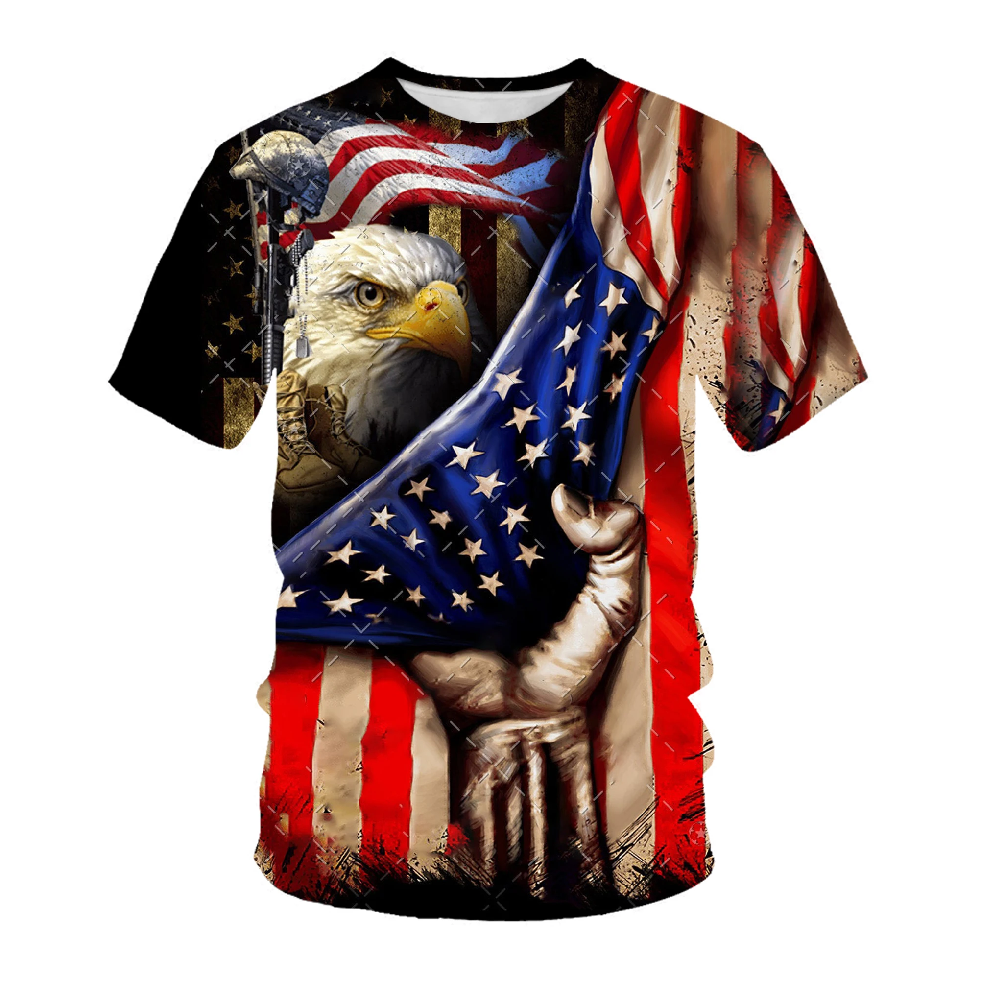 

Fashion eagle 3d printing T-shirt new summer hot-selling casual O-neck men's parent-child full-size dynamic T-shirt men