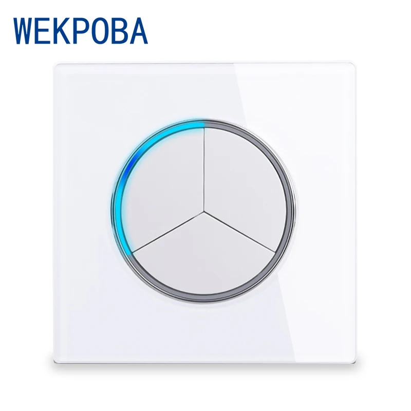 WEKPOBA 1/2/3/4 Gang 1/2 Way On / Off настенный выключатель света с большой диафрагмой