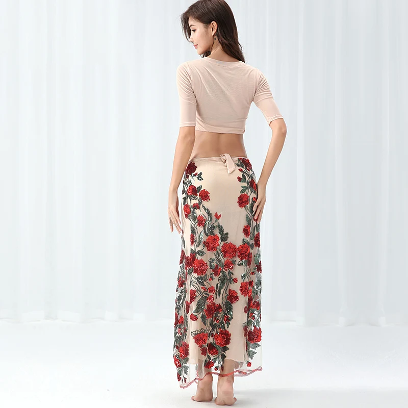 Женский костюм для танца живота рубашка с вышивкой и длинная юбка восточных