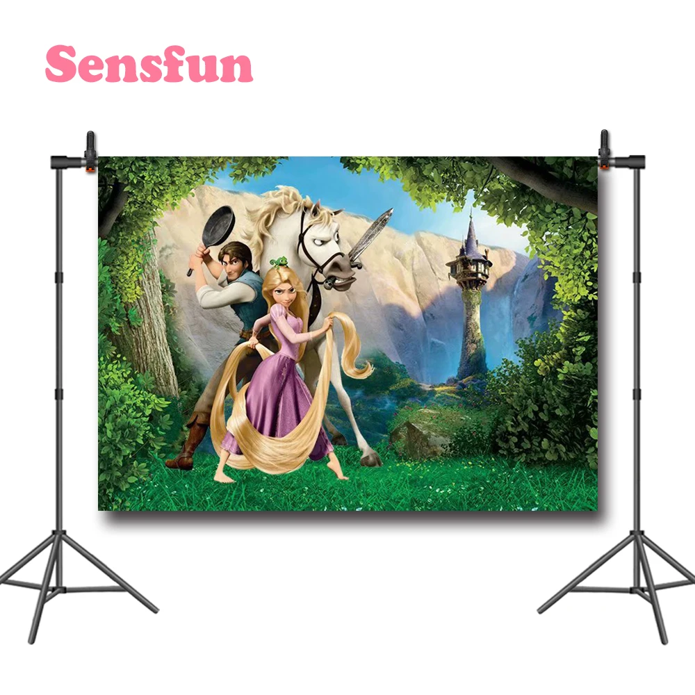 Sensfun запутанный Рапунцель Принцесса лес фон лошадь День Рождения фотография Фон Фотостудия 7x5ft винил полиэстер