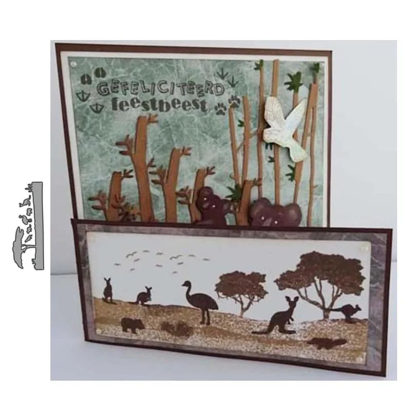 JC дерево кенгуру страуса металлический Трафаретный вырубной штамп Скрапбукинг