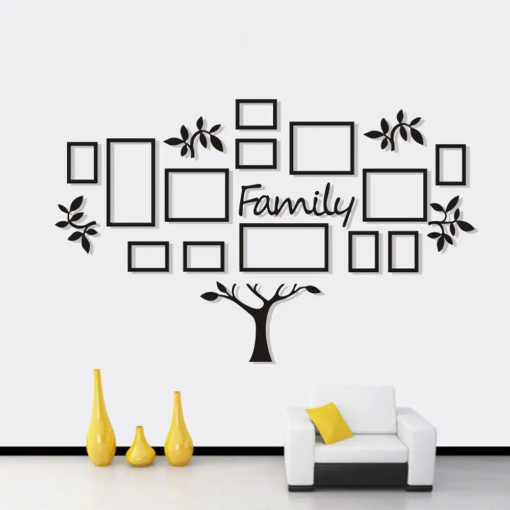 1 Набор 3D акриловых настенных украшений для гостиной спальни дерева черного