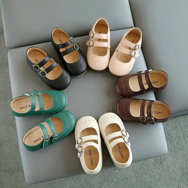 

Kids Fashion British Style Leather Shoes Breathable PU Leather Soft Bottom Anti-Slippery