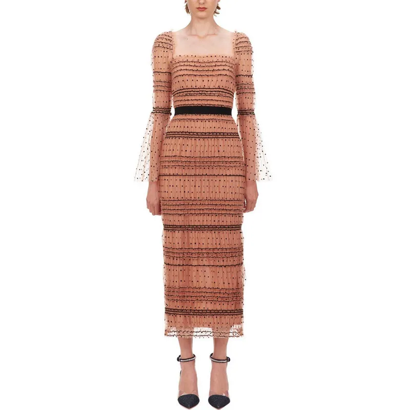 Женское Сетчатое платье-Автопортрет HAMALIEL подиумное праздничное платье в горошек