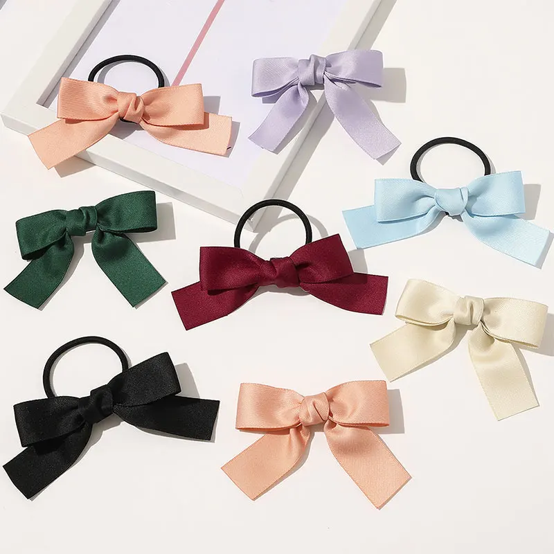 

Korean Girls Hair Rope Ribbon Satin Scrunchie Elastic Hair bands For Women Girls Bow Ties Ponytail Holders Hair accessories
