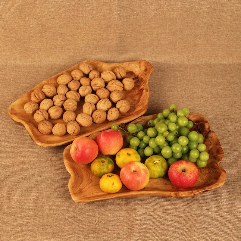 

Handmade Coffee Table Decor Trays Plates Wooden Bowl Handmade Storage Natural Root Wood Crafts Bowl Fruit Salad Serving Bowls