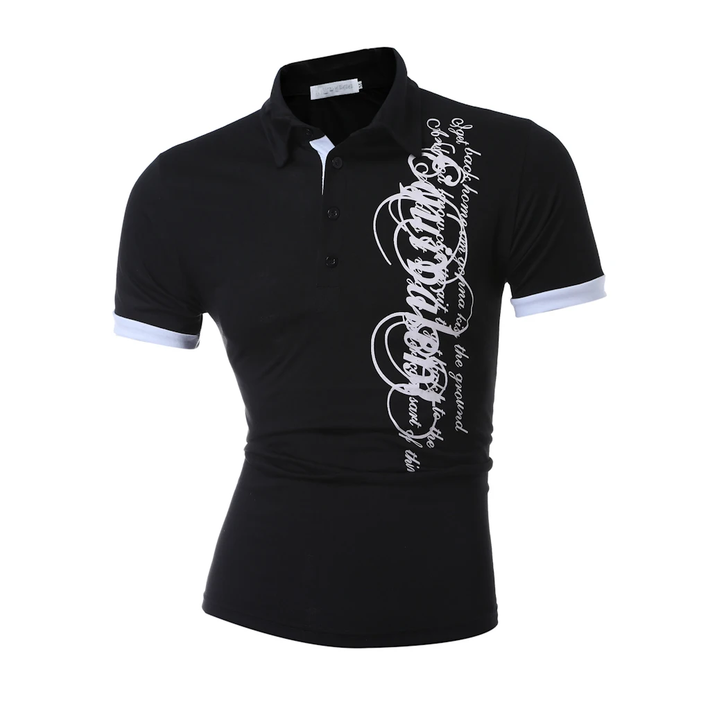 

Summer 2021 men's letterprint Polo shirt with lapel, slim casual short-sleeved Polo shirt