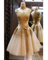 high neck gold lace short homecoming dresses 2015 tull short a line backless short party dress prom dresses 2016
