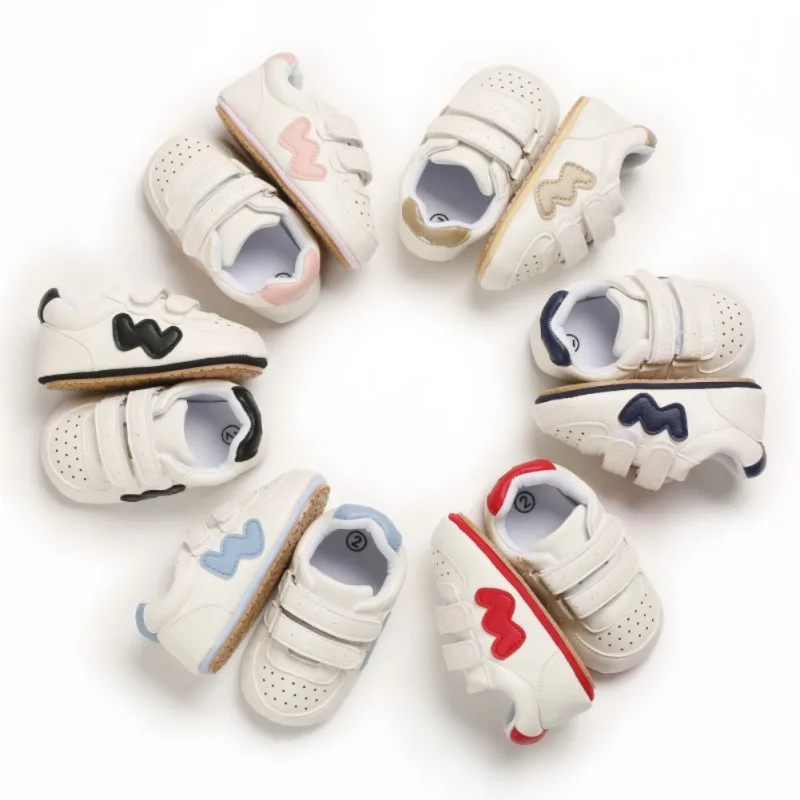 

Baby Spring Fashion PU Anti-slip Soft Breathable Walking Shoes Velcro PU Vamp Waterproof Upper Casual Baby Shoes