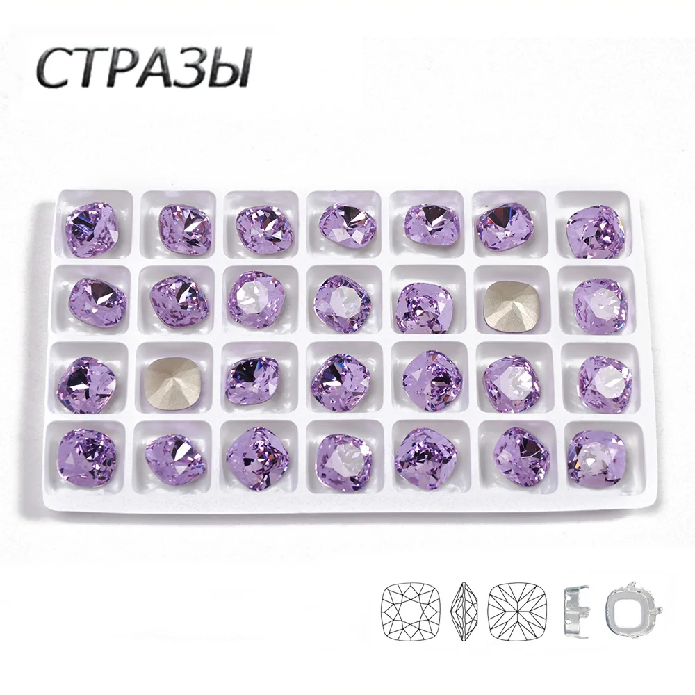Стеклянный кристалл CTPA3bI фиолетового цвета с золотым и серебряным крапаном