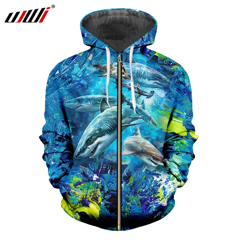 

Мужская толстовка на молнии UJWI, свободная толстовка с 3D принтом в стиле Харадзюку, размера плюс