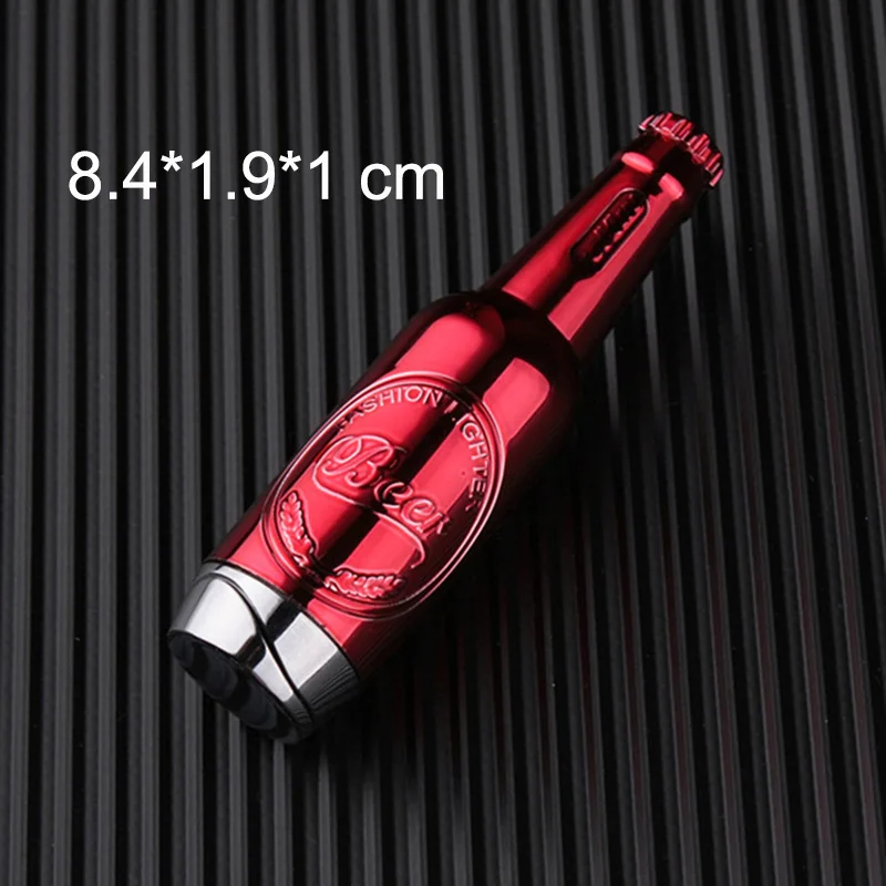 Red beer bottle Зажигалка для винных бутылок, креативный пожарный фонарь Бутановая Зажигалка, газовая многоразовая Зажигалка для сигарет, декоративные украшения для дома - Цвет: Red beer bottle